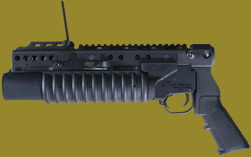 M203PI 40mm Grenade Launcher  EGLM attached to the standalone pistol model.