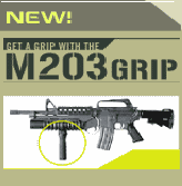 Link to website for the M203 forward handgrip manufactured by RM Equipment.